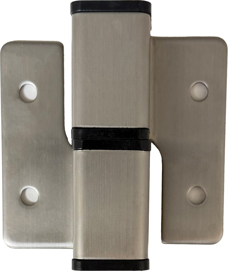 Harris Hardware TP8411B Stainless Steel Surface Mounted Gravity Activated Self Closing Hinge for Toilet Partion Door 4 Satin Finish 1 Pair Right in Left Out - Image 2