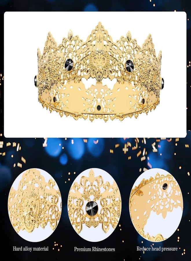 Junkin 5 Pieces Birthday Accessories Include Man Birthday Crown Birthday King Sash Tinplate Badge Pin Men Crown Brooch Hanging Chain Men Birthday Crown for Man Birthday Party - Image 3