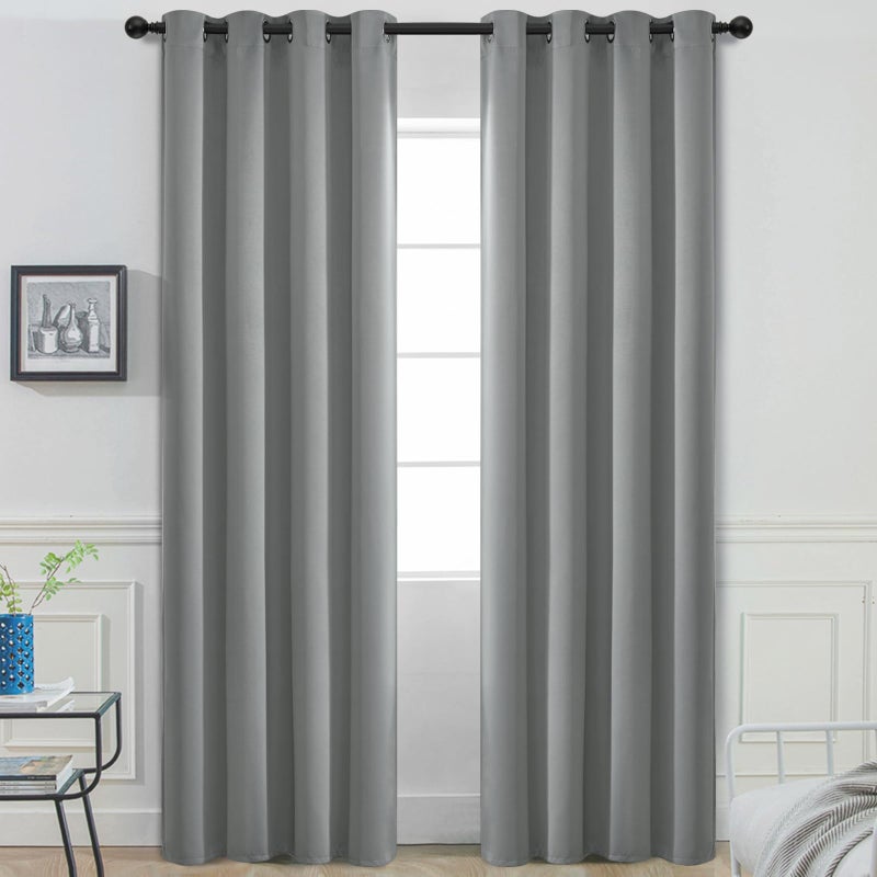 Yakamok Yakamok Dove Grey Room Darking 84 Inch Length 2 Panel Sets for Livingroom Dining Room Darkening Thermal Insulated Bay Window Hotel Modern Elegant Black Out Sunblock Curtins/Bedroom 52 x 84 Inches  - Image 1