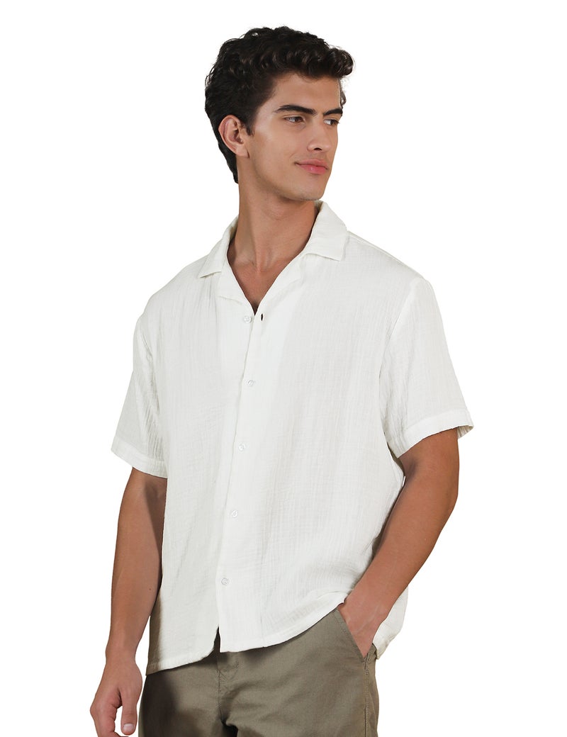 fyltr Men's Half Sleeve Solid Shirt - 100% Cotton | Regular Fit | Camp Collar | Casual Shirts for Men - Image 1