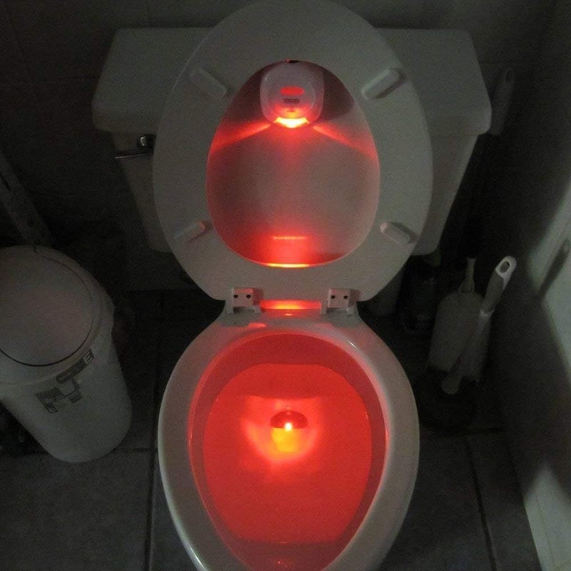 OriGlam Motion Activated Toilet Night Light Auto Motion Sensor Toilet Seat Night Bathroom Nightlight with Red and Green Light