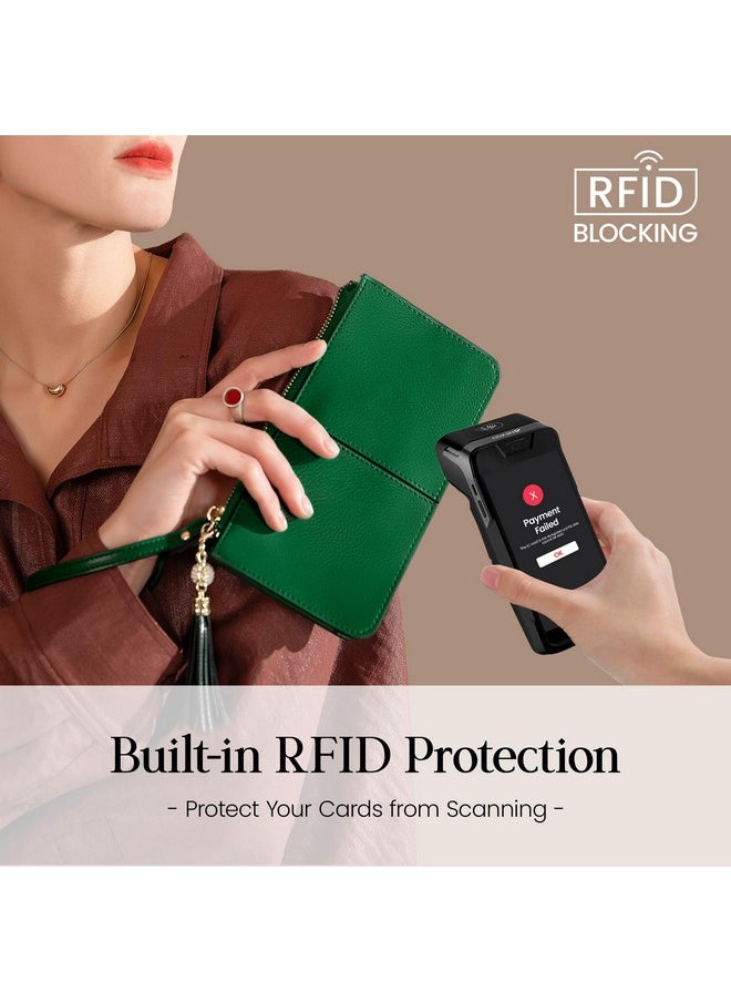 befen Genuine Leather Wristlet Clutch Wallet Purses For Women, Women'S Small Multi Pocket Cell Phone Bag With Card Slots Built-In Rfid Protection  - Image 2