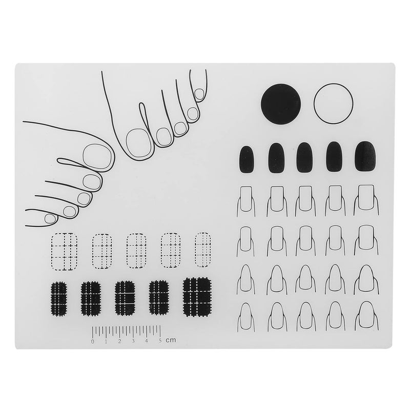 Frcolor Nail Art Stamping Mat Silicone Workspace Stamping Plate Nail Polish Coloring Practice Pad Nail Sticker Guide Printing Transfer Table Cover Palette Tools Manicure Mat B Type Translucent color 