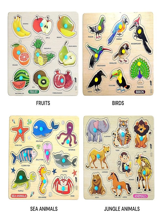 APPSTER 10pcs Wooden Jigsaw Puzzle Set for Kids | Animal, Fruit, Vegetable, Bird, Vehicle, Shape & Colour, Number, Monument of India, Body Part & Sea Animals | Educational Learning Toys for Toddlers - Image 4