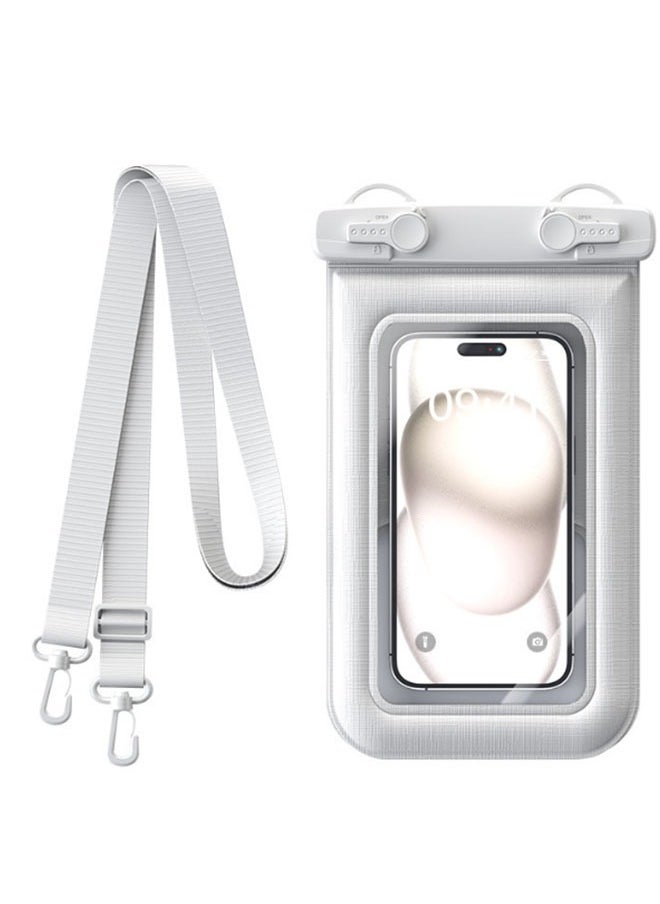 JCB CHIC Floating IPX8 Waterproof Phone case Touch Screen 2 Pack,Adjustable Lanyard Phone Pouch,Cellphone Dry Bags Pvc Universal Diving Phone Bag For Outdoor Travel(D012-3 white)  - Image 1