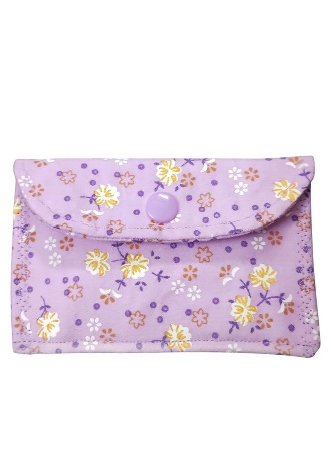 Floral Print Card Holder Wallet, Purple with Yellow Flowers, Button Closure, Compact Size, Coin Purse - Image 2