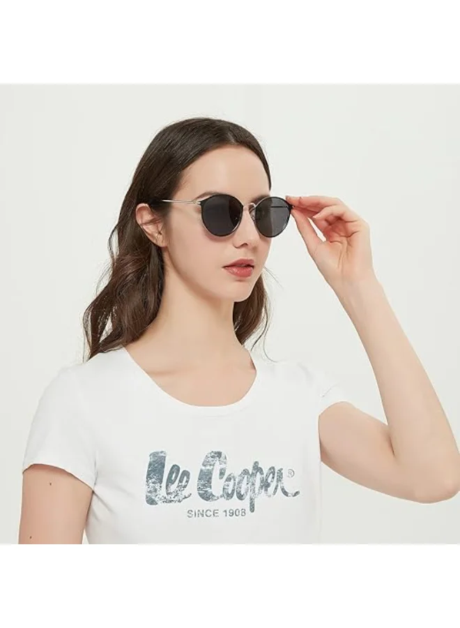 لي كوبر Women's Sunglasses  Frame Gray Mirror Lens 52mm  - LC1025C02