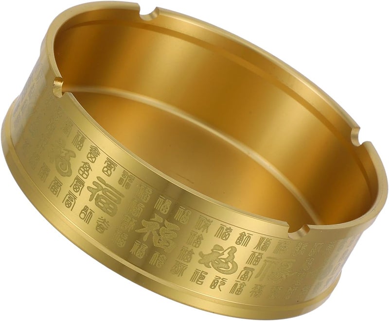 Brass Ashtray 12cm round Metal Ash Holder Vintage Outdoor Decor Creative Key Bowl Tray for Patio Tabletop Home Use - Image 1