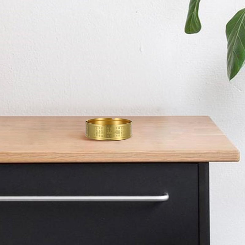 Brass Ashtray 12cm round Metal Ash Holder Vintage Outdoor Decor Creative Key Bowl Tray for Patio Tabletop Home Use - Image 5