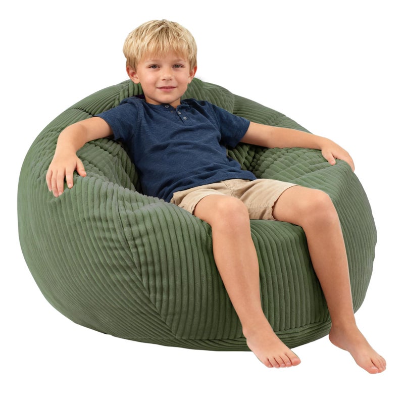 LPMOERA Bean Bag Chairs for Kids/Teen with Memory Foam Filling Bean Bag Sofa with Soft Corduroy Fabric BeanBag Chair for Living Room Bedroom College Dorm Reading Chair Green - Image 1