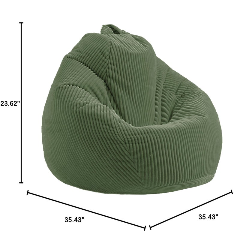 LPMOERA Bean Bag Chairs for Kids/Teen with Memory Foam Filling Bean Bag Sofa with Soft Corduroy Fabric BeanBag Chair for Living Room Bedroom College Dorm Reading Chair Green - Image 2