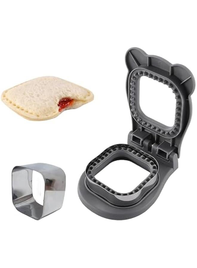Sandwich Cutter and Sealer, Easy School Lunchbox Maker for Kids, Uncrustable Sandwich Tool for Bento Box - Grey - Image 1
