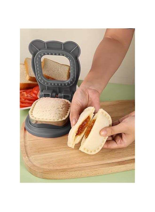 Sandwich Cutter and Sealer, Easy School Lunchbox Maker for Kids, Uncrustable Sandwich Tool for Bento Box - Grey - Image 4
