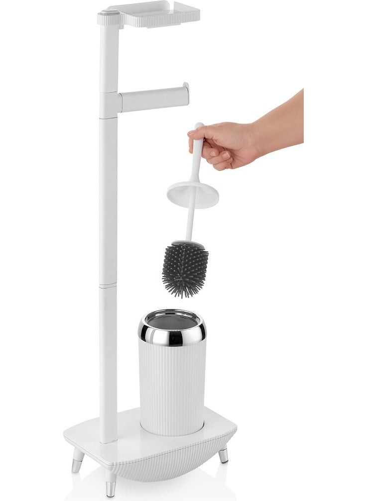 WC Set with Toilet Brush, Aluminum Coated, Silicone Brush, Bathroom Set with Phone Holder, White Color - pzsku/Z26C5C85A2E5E560A80ADZ/45/_/1725792727/00c38baa-ca2e-4b4f-b06d-cbeefb57b9e9