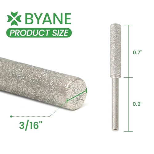 Byane Diamond Chainsaw Sharpening Bits - 3/16'' (4.8mm) Carbide Chain Grinding Stones 10PCS, Optimized for Carbide & Standard Chains, Electric Grinder Replacement - Image 2