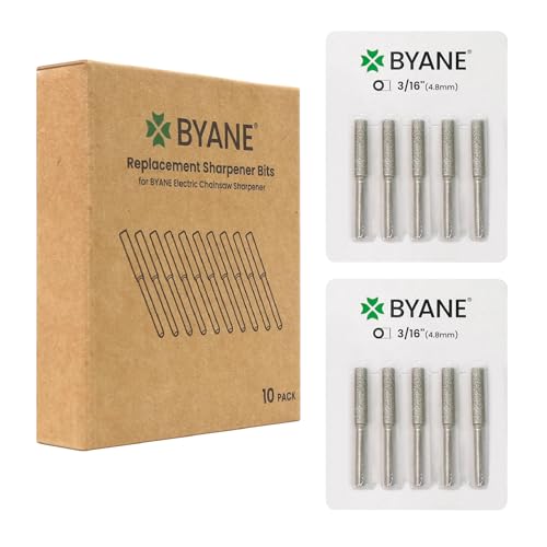 Byane Diamond Chainsaw Sharpening Bits - 3/16'' (4.8mm) Carbide Chain Grinding Stones 10PCS, Optimized for Carbide & Standard Chains, Electric Grinder Replacement - Image 1