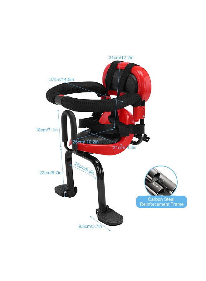 Generic Back Mounted Child Bike Seat Toddler Bike Seat with U-Shaped Guardrail Folding Footrest and Safety Belt - Image 2