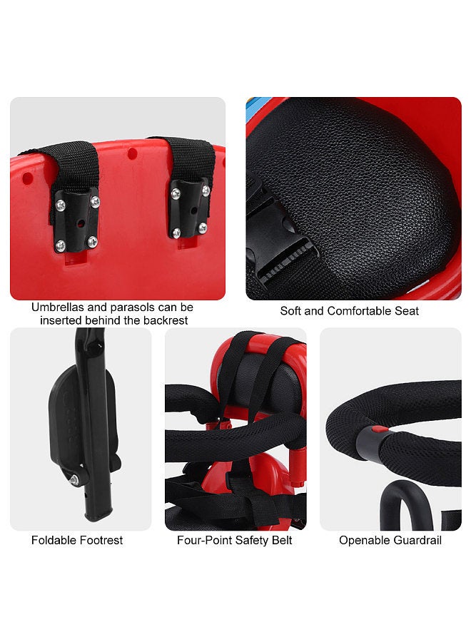 Generic Back Mounted Child Bike Seat Toddler Bike Seat with U-Shaped Guardrail Folding Footrest and Safety Belt - Image 5