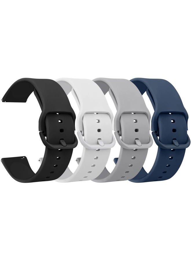 Meliya 4 Pack Watch Bands, 20mm 22mm Quick Release Soft Silicone Replacement Watch Strap for Women Men (22mm, Black+White+Grey+Navy Blue) - Image 1