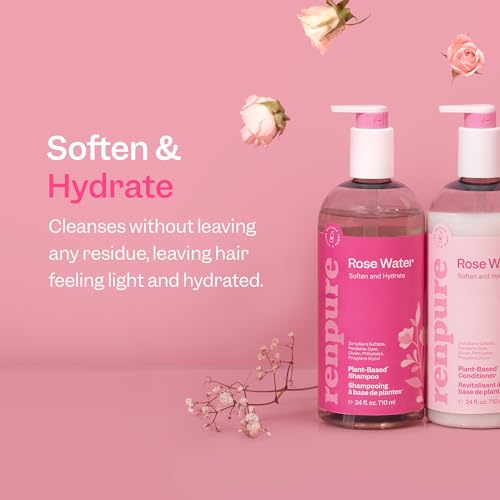 RENPURE Plant-Based Rose Hydrating Shampoo for Dry Hair - Sulfate-Free, Paraben-Free, Cruelty-Free & Color-Safe - Naturally Moisturizing & Refreshing for Women - Image 2