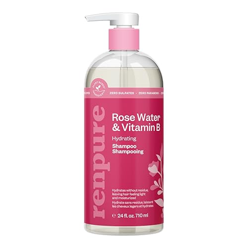 RENPURE Plant-Based Rose Hydrating Shampoo for Dry Hair - Sulfate-Free, Paraben-Free, Cruelty-Free & Color-Safe - Naturally Moisturizing & Refreshing for Women - Image 1