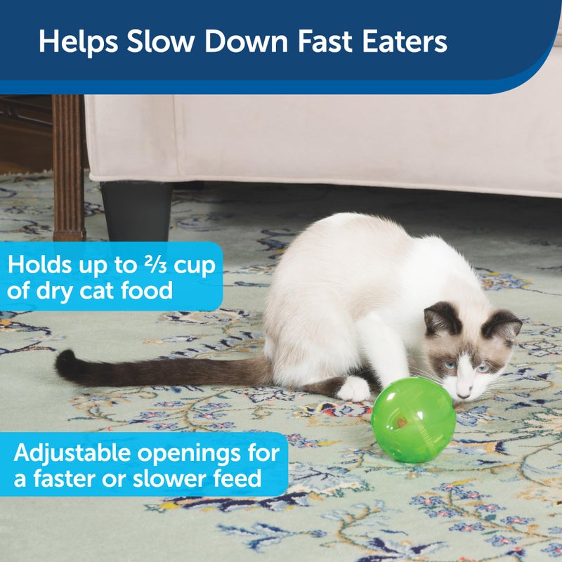 PetSafe SlimCat Interactive Feeder - Combines Play with Mealtime - Adjustable Portions - BPA-Free Plastic - Slow Feeder for Digestion - Lightweight, Dishwasher-Safe Toy - Green - Image 2