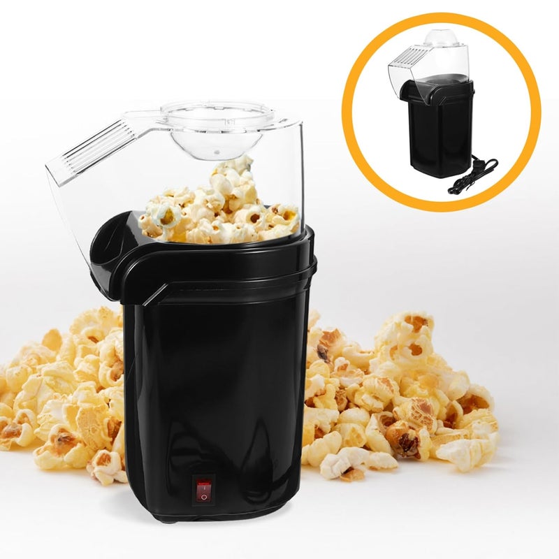 Drumstone [𝟏𝟓 𝐘𝐄𝐀𝐑𝐒 𝐖𝐀𝐑𝐑𝐀𝐍𝐓𝐘] Black Oil-Free Hot Air Popcorn Machine Mini Popcorn Maker for Household & Kitchen, Air-Popped Corn with No Oil, Perfect for Healthy Snacks and Family Time - Image 4