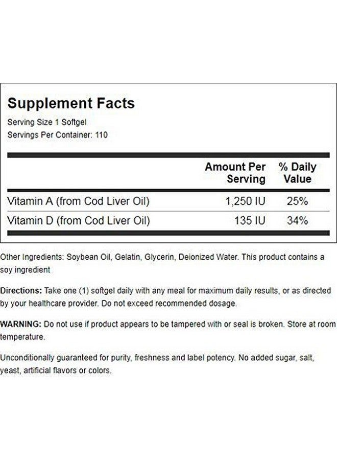 21st Century Norwegian Cod Liver Oil, 400 mg, 110 Softgels - Image 2
