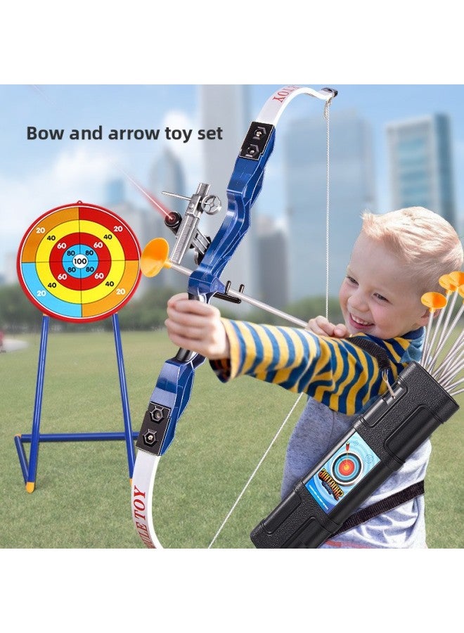 Children's Large Bow And Arrow Toy Suit Target Shooting Toy Suction Cup Arrow Target Outdoor Sports 6 Boys 8 To 12 Years Old-Color:Luxury Version [9 Arrows + Quiver + Hanging Target]-Specifications:Medium Light Yellow 87cm [auxiliary + Infrared + Gloves]  - Image 2