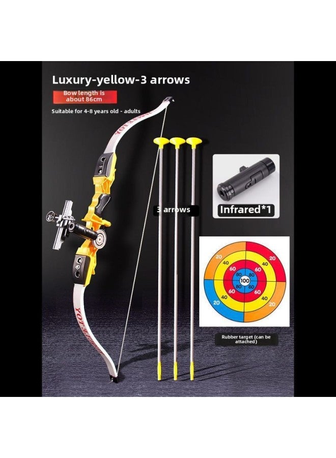Children's Large Bow And Arrow Toy Suit Target Shooting Toy Suction Cup Arrow Target Outdoor Sports 6 Boys 8 To 12 Years Old-Color:Luxury Version [9 Arrows + Quiver + Hanging Target]-Specifications:Medium Light Yellow 87cm [auxiliary + Infrared + Gloves]  - Image 1