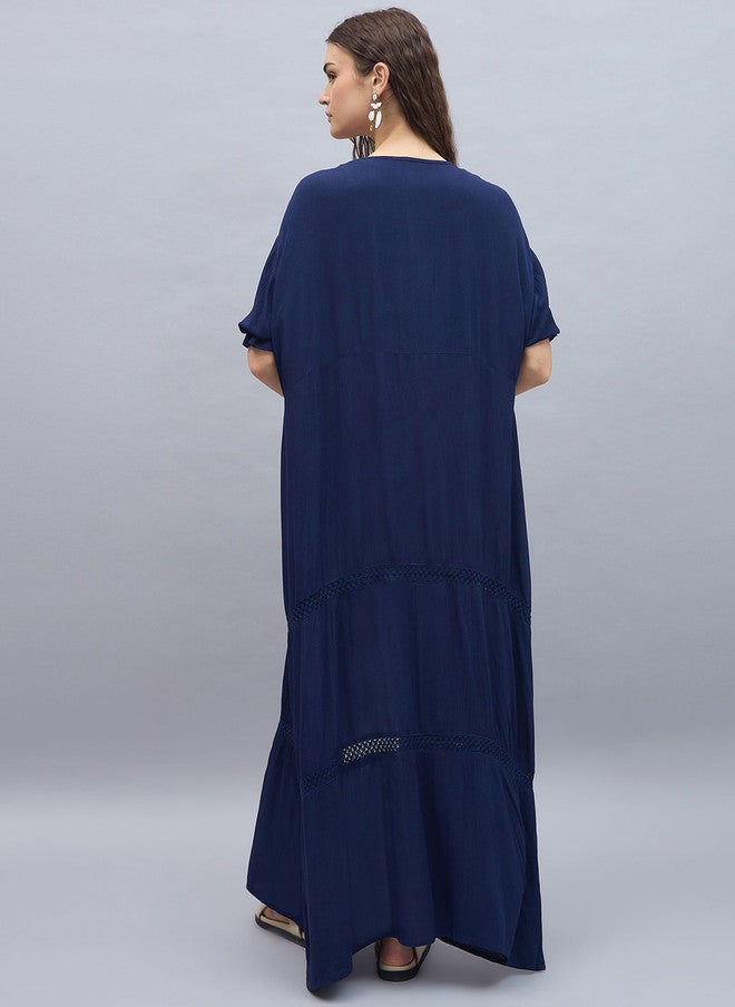 StyleStone Navy Blue Longline Shrug with Short Sleeves - Image 5