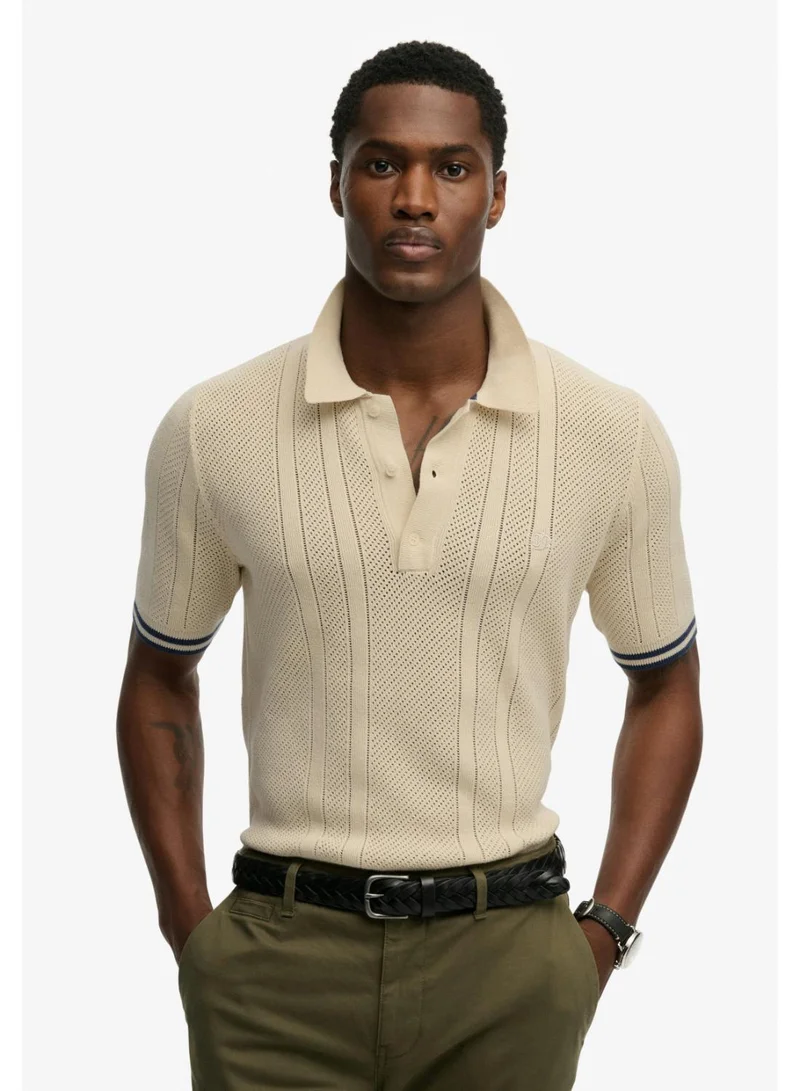 Knitted Texture Short Sleeve Polo Shirt