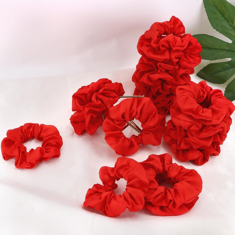 Semato 20 Pacs Matte Satin Scrunchies Bridesmaid Proposal Gifts Hair Ties Scrunchies for Women Girls Bachelorette Party Favors (red) - Image 3