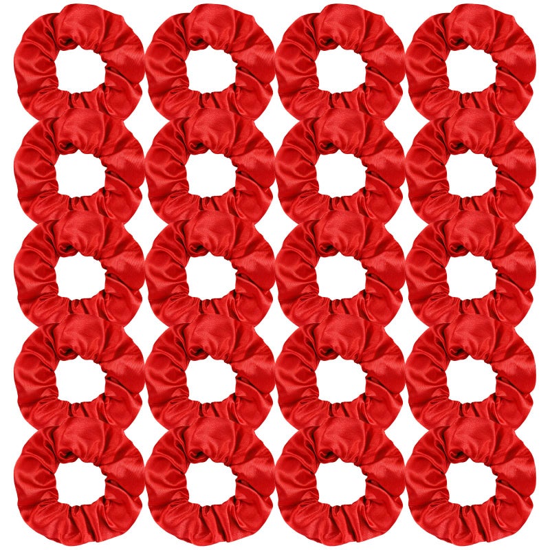 Semato 20 Pacs Matte Satin Scrunchies Bridesmaid Proposal Gifts Hair Ties Scrunchies for Women Girls Bachelorette Party Favors (red) - Image 1