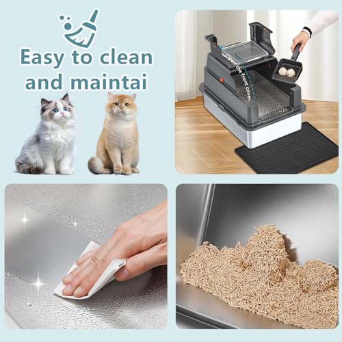 KMNSUN XXXL Extra Large Stainless Steel Litter Box with Lid, 28" L x 20.5" W x 17" H Covered Stainless Steel Litter Box, Suitable for Large Cats and Multiple Cats, Non-Sticky, Anti-Leakage, Easy to Clean - Image 5