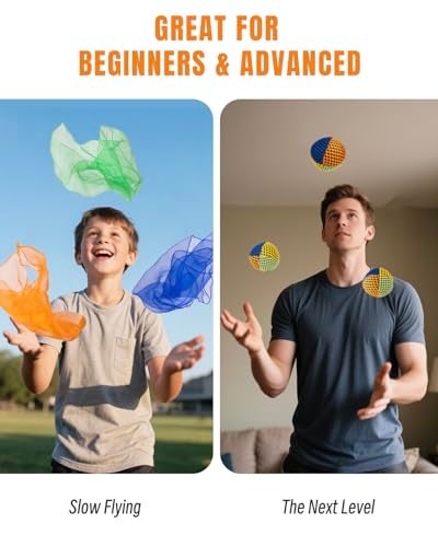 oazoxcx Juggling Scarves and Balls Set for Kids Soft Colorful Toys for HandEye Coordination and Active Play Beginner Juggling Kit for Toddlers Preschool and Classroom Fun - Image 5