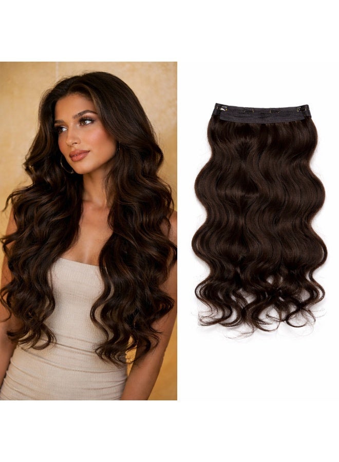 Richcoco Rich Coco 100% Human Hair Clip In Extensions 1 Piece Dark Brown Wavy Hair Soft Thick Tangle Free Easy Install - Image 2