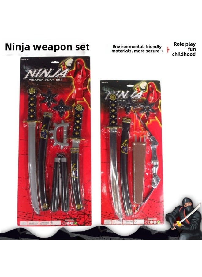 Direct Sale Ninja Toy Set Simulation Plastic Toy Samurai Sword Bow And Arrow Mask Set-Color:Ninja Set Of 10 Pieces  - Image 5