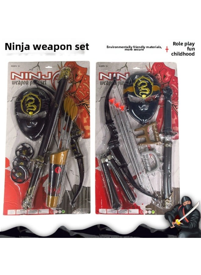 Direct Sale Ninja Toy Set Simulation Plastic Toy Samurai Sword Bow And Arrow Mask Set-Color:Ninja Set Of 10 Pieces  - Image 3