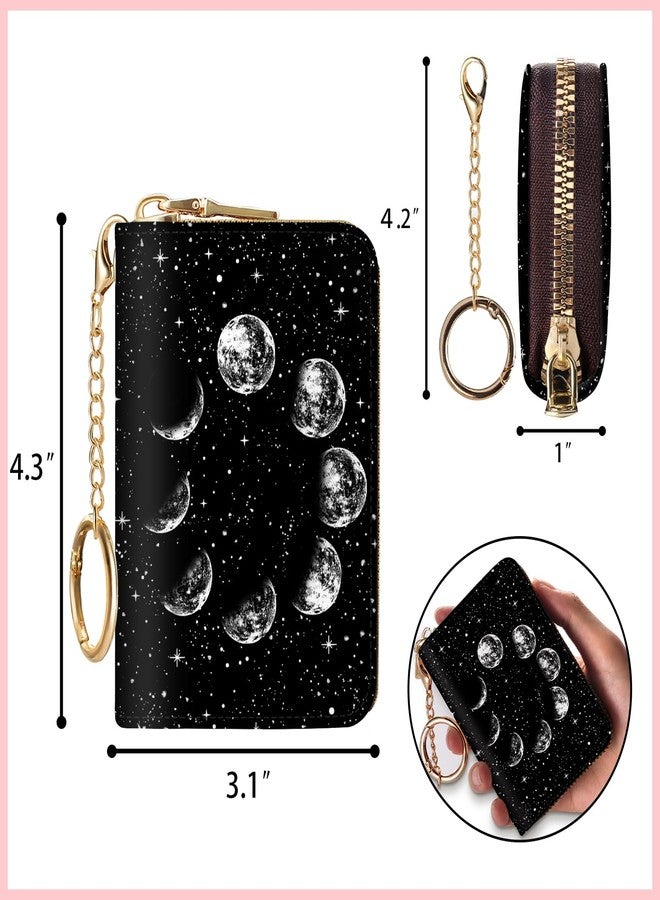 Blusabaca RFID Credit Card Holder Wallets for Women, Small Card Case Wallet with Removable Keychain and Zipper, Leather Card Holder Pocket Business Card Accordion Wallet, Earth, Small, Modern - Image 4
