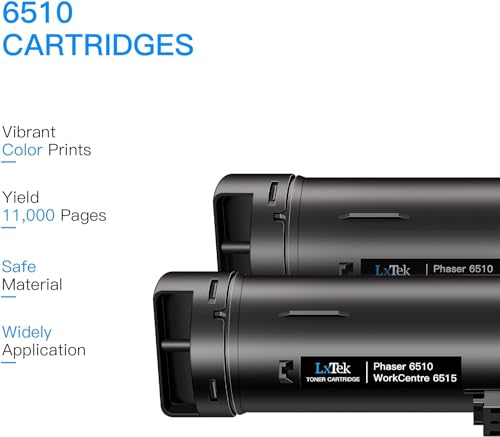 LxTek خراطيش حبر بديلة متوافقة من LxTek لطابعات Xerox 6510 6515 106R03480 106R03477 106R03478 106R03479 متوافقة مع طابعات Xerox Phaser 6510 6510dn و WorkCentre 6515 6515dn، إنتاجية عالية (2 أسود) - Image 4
