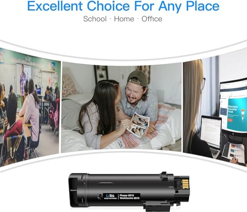 LxTek خراطيش حبر بديلة متوافقة من LxTek لطابعات Xerox 6510 6515 106R03480 106R03477 106R03478 106R03479 متوافقة مع طابعات Xerox Phaser 6510 6510dn و WorkCentre 6515 6515dn، إنتاجية عالية (2 أسود) - Image 5