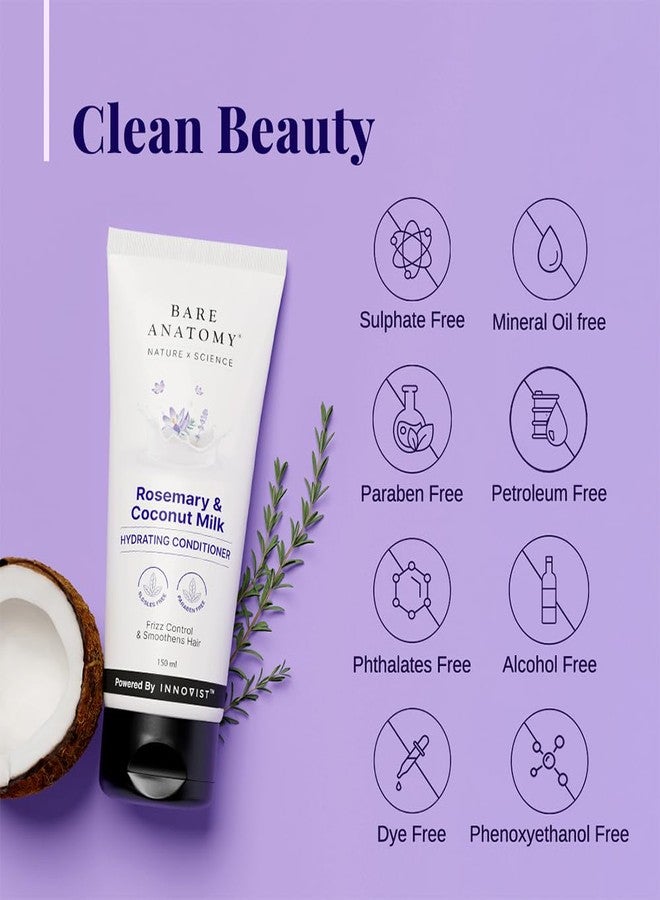 Bare Anatomy Nature X Science Rosemary & Coconut Milk Hydrating Conditioner|Natural Conditioner For Dry, Dull & Frizzy Hair|Sls & Paraben Free Conditioner For Women & Men|150 millilitre (Pack of 1) - Image 5