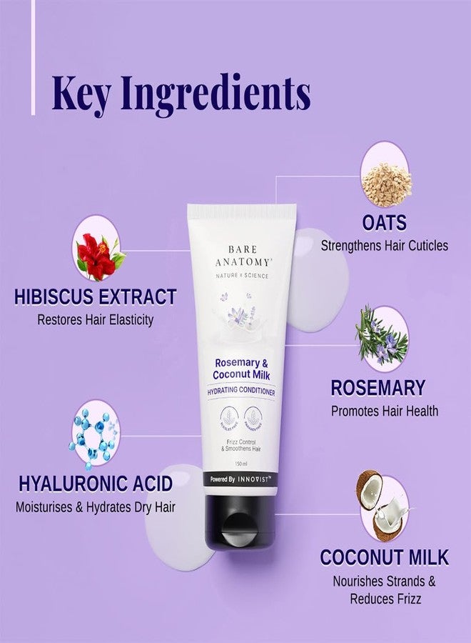 Bare Anatomy Nature X Science Rosemary & Coconut Milk Hydrating Conditioner|Natural Conditioner For Dry, Dull & Frizzy Hair|Sls & Paraben Free Conditioner For Women & Men|150 millilitre (Pack of 1) - Image 4