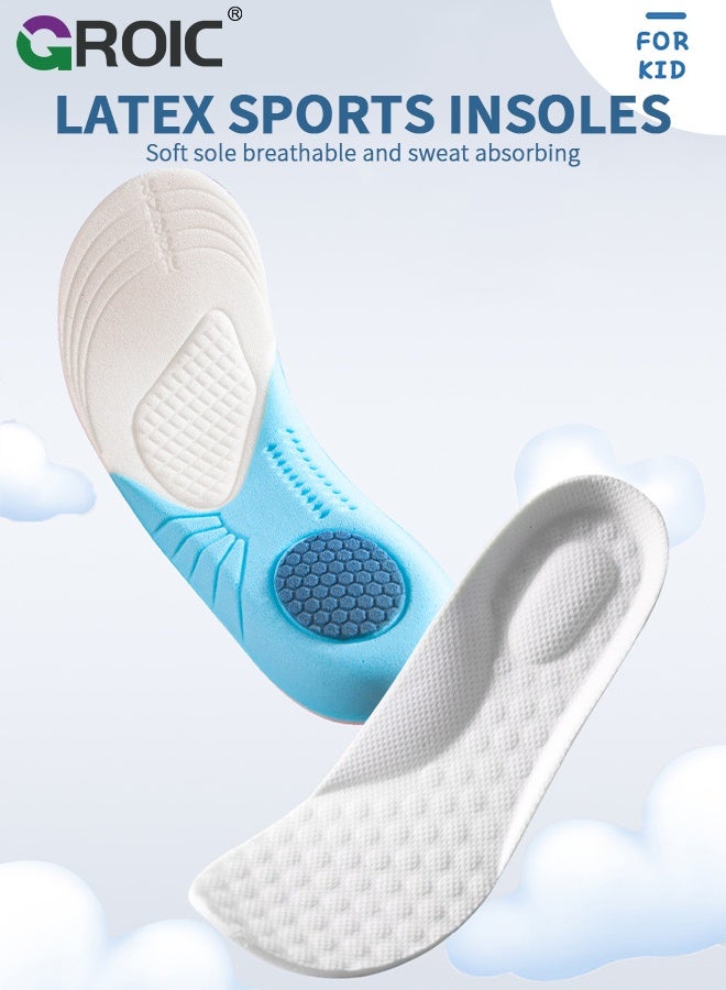 GROIC 2 Pairs Kids EVA Foam Insoles - Ultra Lightweight & Breathable Inserts with Anti-Slip Massage Dots, Absorbent Replacement Insoles for Children's Sneakers, School Shoes, Boots, Size 31-35  (White) - Image 2