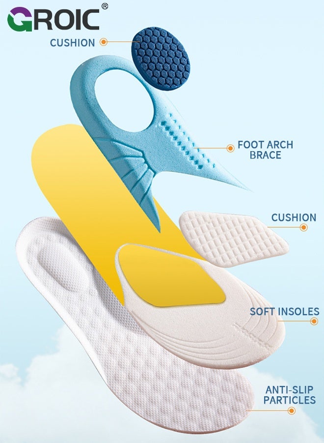 GROIC 2 Pairs Kids EVA Foam Insoles - Ultra Lightweight & Breathable Inserts with Anti-Slip Massage Dots, Absorbent Replacement Insoles for Children's Sneakers, School Shoes, Boots, Size 31-35  (White) - Image 4