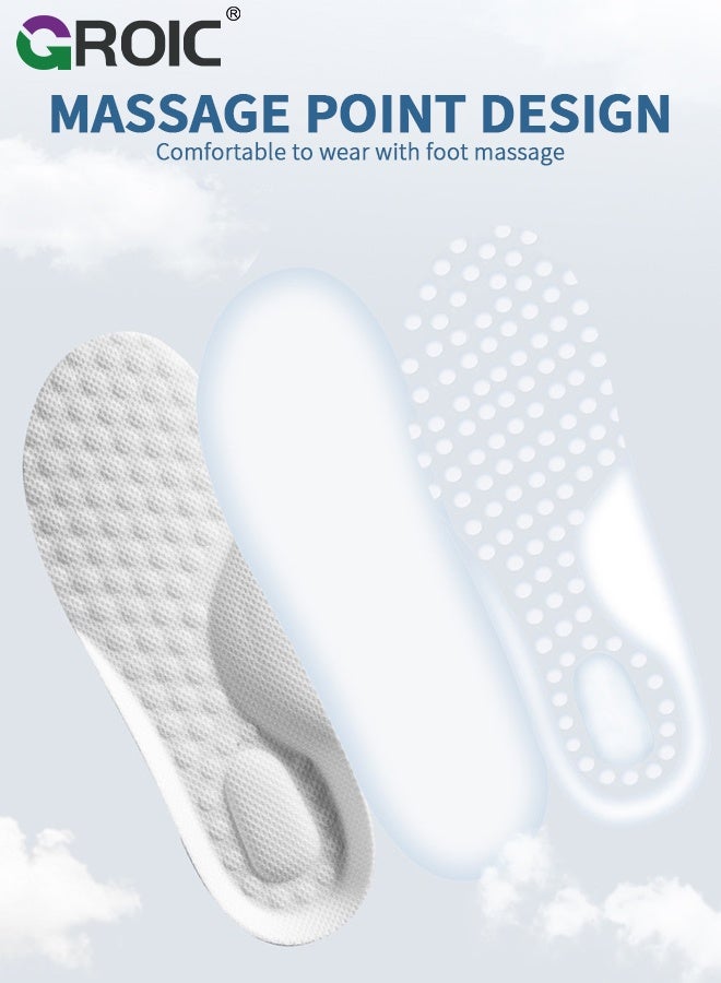 GROIC 2 Pairs Kids EVA Foam Insoles - Ultra Lightweight & Breathable Inserts with Anti-Slip Massage Dots, Absorbent Replacement Insoles for Children's Sneakers, School Shoes, Boots, Size 31-35  (White) - Image 3