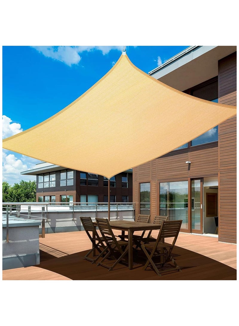 إيه دبليو مظلة شمسية شراعية مربعة مقاومة للماء، مصنوعة من القماش تحجب 95% من الاشعة فوق البنفسجية والماء للاماكن الخارجية والفناء والحديقة والمراب، 4*4*4متر، لون بيج - Image 1