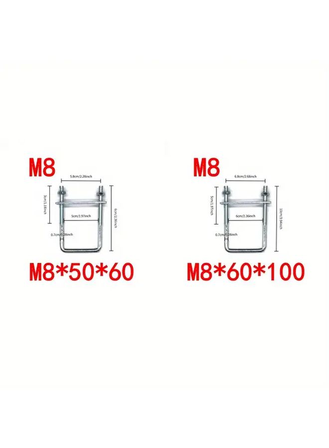 M6 مسمار يو المجلفن مشبك التثبيت مجموعة من قطعتين M6x60x100 زاوية قائمة يو بطاقة مربعة - Image 4