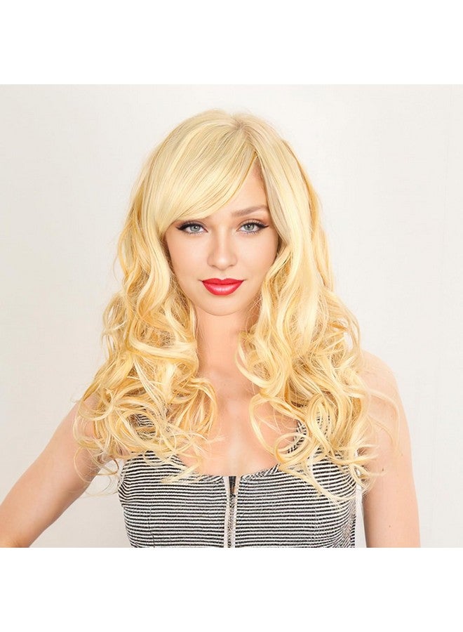Krisah Synthetic Wavy Hair Wig, Golden Beach Blonde, 23 inch Length - Image 1